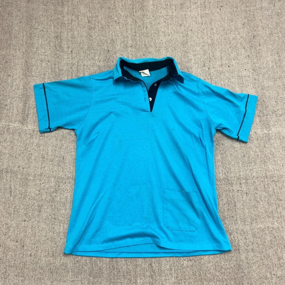 Vintage Bowling Shirt Mens Medium Blue 1980s Duluth Minnesota Polo